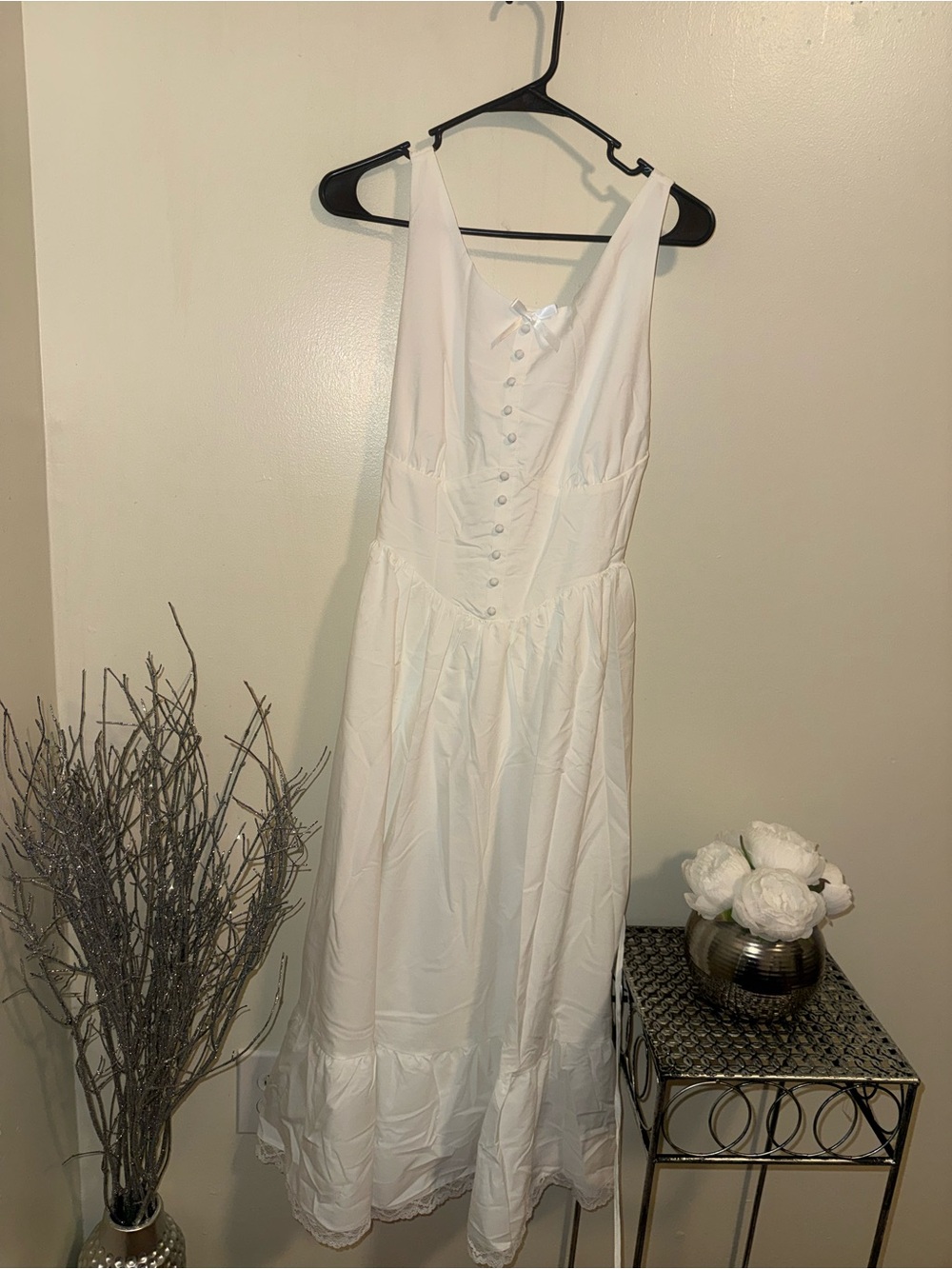 White Button-Front Summer Dress
